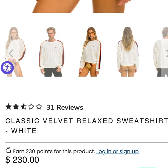 Aviator Nation Velour Velvet Crew Sweatshirt Brand New! Off white - Picture 6 of 7